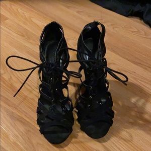 Cute strappy black heels worn once